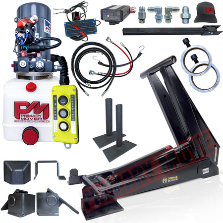 14 Ton HD Hydraulic Scissor Hoist Kit PF-630, featuring a robust cylinder and red plastic knob, designed for heavy-duty dump trailers.