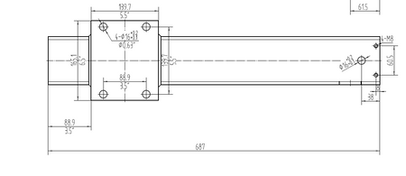 A technical drawing of the 12k Single Hydraulic Trailer Jack Leg Kit, showcasing a robust design with a hydraulic system, dual holding valve, and zinc-plated components for durability and stability.