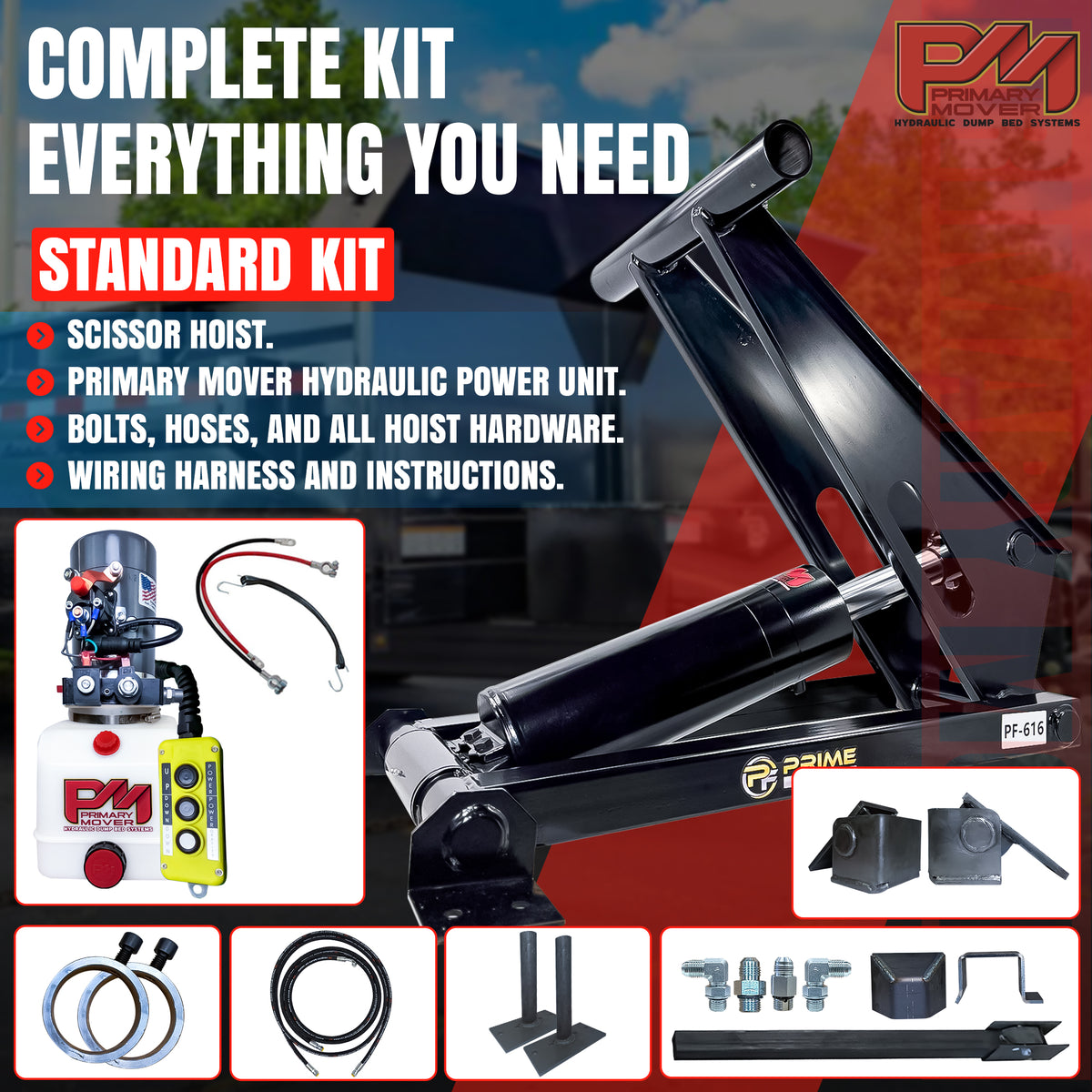 Pair of rings representing the 11 Ton Hydraulic Scissor Hoist Kit - Fits 12-16' Dump Body PF-616-6, featuring a durable 6.5 cylinder for heavy-duty lifting.