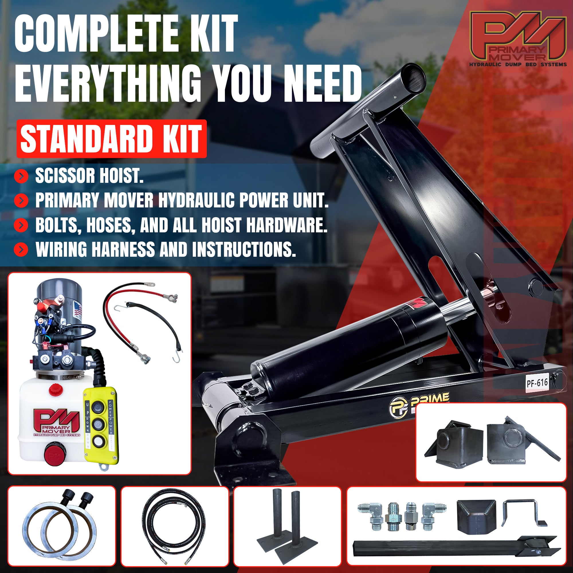 Pair of rings representing the 11 Ton Hydraulic Scissor Hoist Kit - Fits 12-16' Dump Body PF-616-6, featuring a durable 6.5 cylinder for heavy-duty lifting.