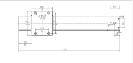 A technical drawing of a 24k Double Hydraulic Trailer Jack Leg Kit, showcasing a robust design with powerful hydraulic system and zinc-plated components for durability and stability.