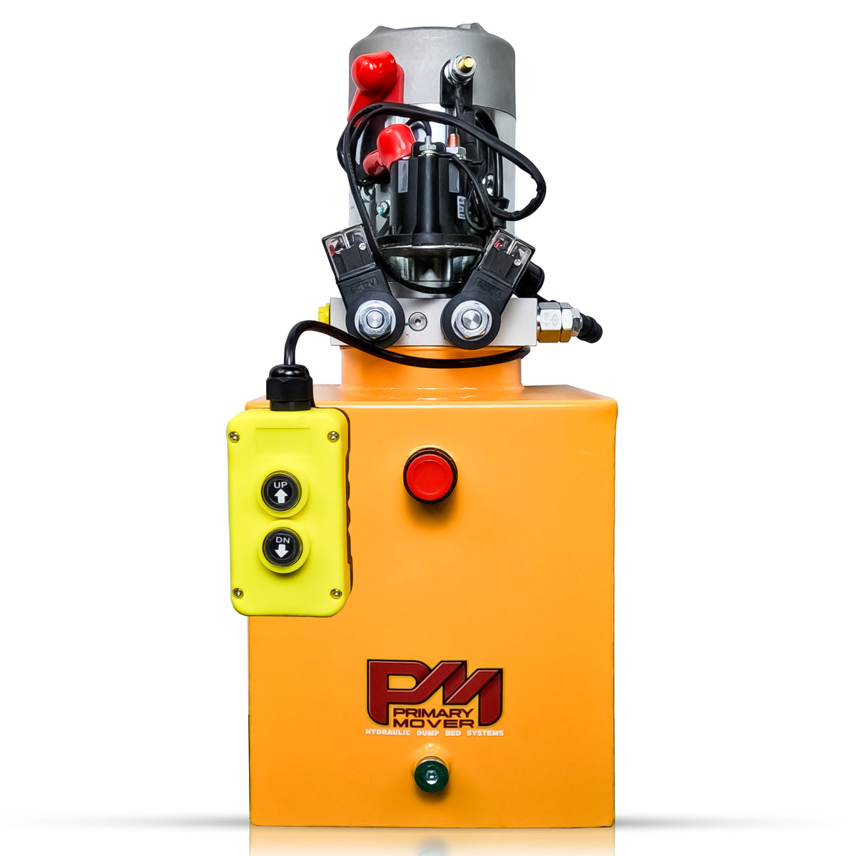 Primary Mover Double Acting 12VDC Hydraulic Power Unit with Precision Lift and Descent, Tailored for Dump Bed Systems, Crafted for Durability and Affordability.