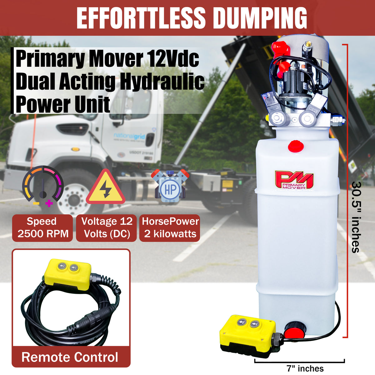 Primary Mover 12V Double-Acting Hydraulic Pump - Precision-engineered for hydraulic dump bed systems. Dual-acting functionality, quality craftsmanship, and cost-effective performance.