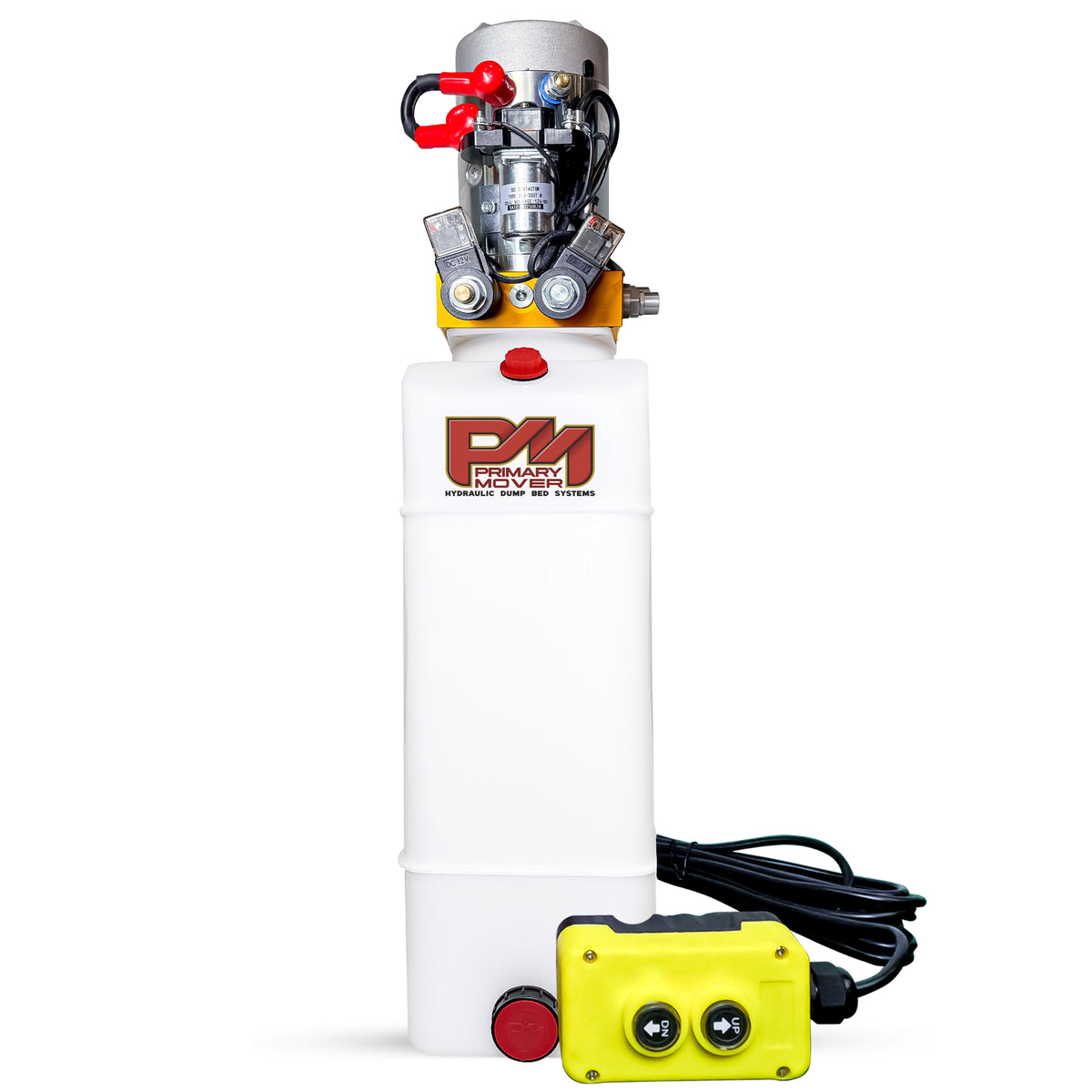 **Title:** Primary Mover 12V Hydraulic Power Unit - 3 HP Motor  

**Meta Description:** Discover the Primary Mover 12V Double-Acting Hydraulic Power Unit. Featuring a 3 HP motor, poly tank, and dual-action control for versatile trailer operations.  

Self-contained 12V hydraulic unit with 3 HP motor, solenoid, power studs, fluid reservoir, and two-button pendant control for trailers and equipment.