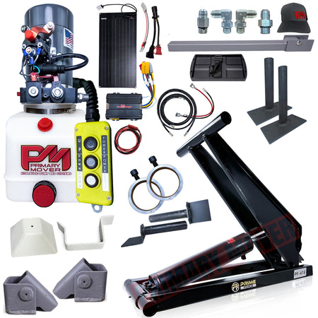 The 6 Ton Hydraulic Scissor Hoist Kit by Primary Mover fits 10-14′ dump bodies and offers versatile vehicle lifting and hoist solutions.