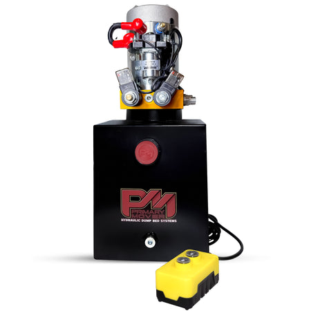 **Title:** Primary Mover 12V Double-Acting Hydraulic Power Unit

**Meta Description:** Explore the Primary Mover 12V Hydraulic Power Unit, featuring a 3 HP motor and bi-directional control, ideal for dump trailers and tilt beds.

Self-contained 12V DC hydraulic unit with steel reservoir, motor/pump, solenoid contactor, and a two-button remote for dump-bed systems.