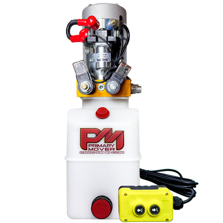 Primary Mover 12V Double-Acting Hydraulic Power Unit – Poly Tanks, 3 HP Motor

Compact hydraulic power unit with motor, solenoids, reservoir, and pendant control for lift systems.