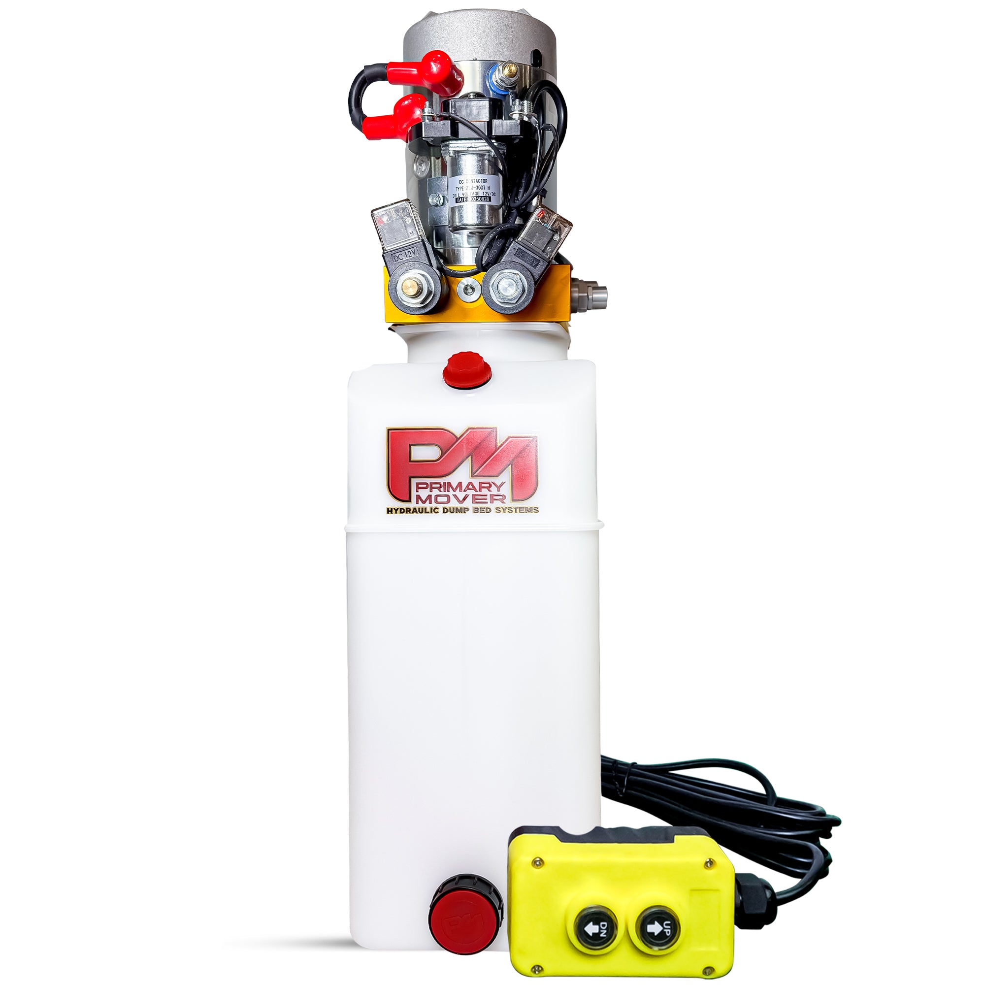 **Title:** Primary Mover 12V Double-Acting Hydraulic Power Unit

**Meta Description:** Discover the Primary Mover 12V Hydraulic Unit, featuring a 3 HP motor and poly tank, ideal for trailers and equipment needing power-up/down functionality.

**Alt Text:** Self-contained 12V DC hydraulic power unit with 3 HP motor, poly tank, solenoid valve, and two-button pendant, ideal for trailer lift systems.