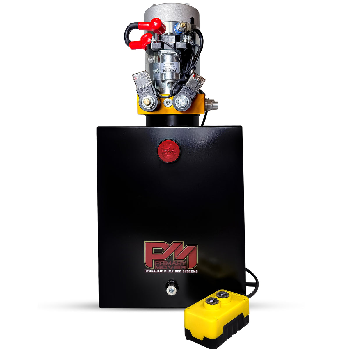 **Title:** Primary Mover 12V Hydraulic Power Unit – 3 HP Motor

**Meta Description:** Discover the Primary Mover 12V Double-Acting Hydraulic Power Unit with a 3 HP motor, ideal for dump trailers and heavy-use applications.

12V hydraulic power unit with steel tank, 3 HP motor, solenoids, and control pendant for dump systems.