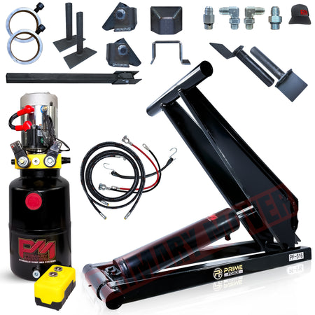 **Title:** 8 Ton Hydraulic Scissor Hoist Kit for 10-14' Dump Body PF-516  

**Alt Text:** Complete hydraulic dump-bed hoist kit with power unit, cylinder, control switch, hoses, fittings, and mounting brackets for converting truck beds to dump functionality.

**Meta Description:** Transform your truck bed with the 8 Ton Hydraulic Scissor Hoist Kit PF-516, ideal for 10-14' dump bodies. Includes all components for efficient lifting.