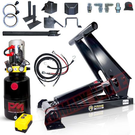 Title: 11 Ton Hydraulic Scissor Hoist Kit for 12-16' Dump Bodies

Meta Description: Discover the PF-616-6 Scissor Hoist Kit, designed for 12-16' dump trailers, featuring a powerful 11-ton lift capacity and durable components for reliable performance.

Alt Text: Complete 11 Ton Hydraulic Scissor Hoist Kit for 12-16' dump bodies, including power unit, scissor-lift cylinder, hoses, fittings, and mounting hardware.