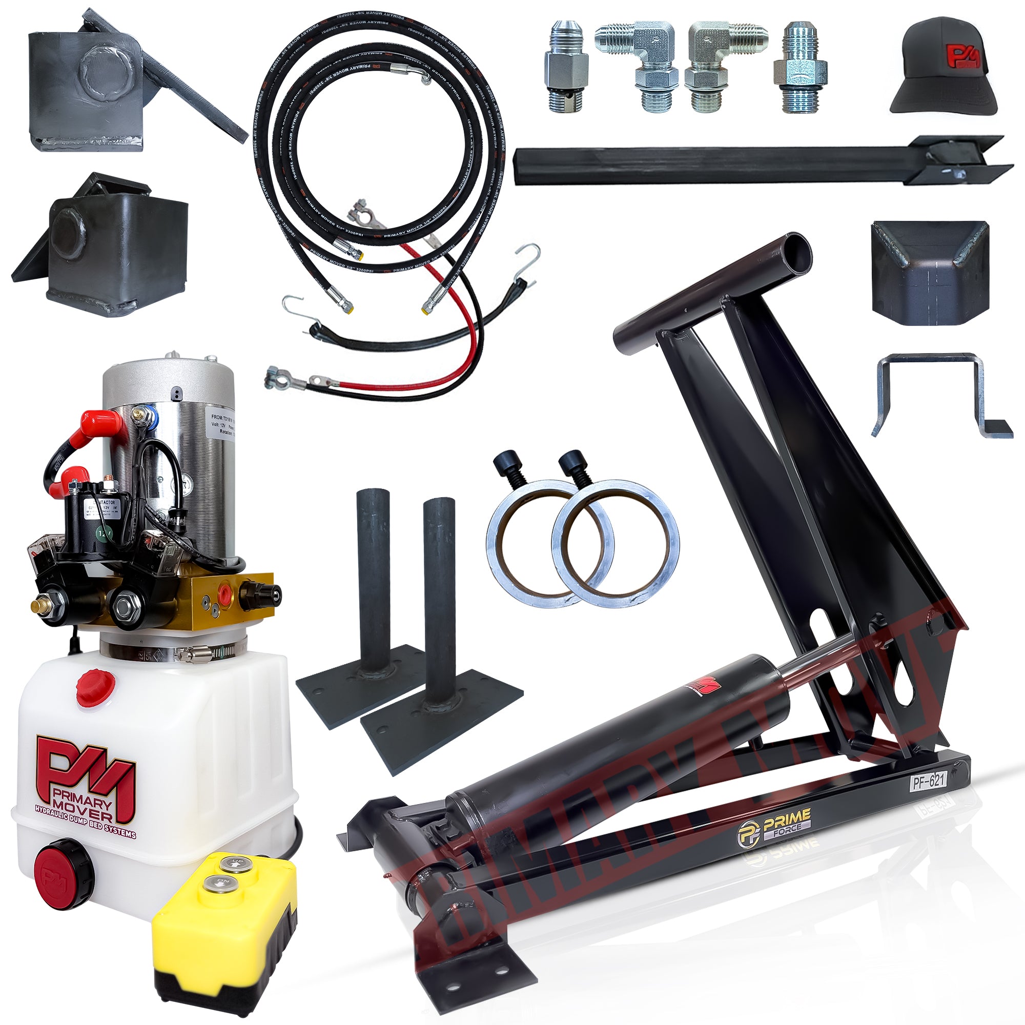 Close-up of the 12 Ton Hydraulic Scissor Hoist Kit PF-621-6, highlighting yellow and black device with buttons, showcasing its robust design and advanced features.