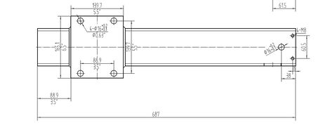 A technical drawing of the 24k Double Hydraulic Trailer Jack Add-On Kit, showcasing hydraulic components and adjustable design for towing convenience.