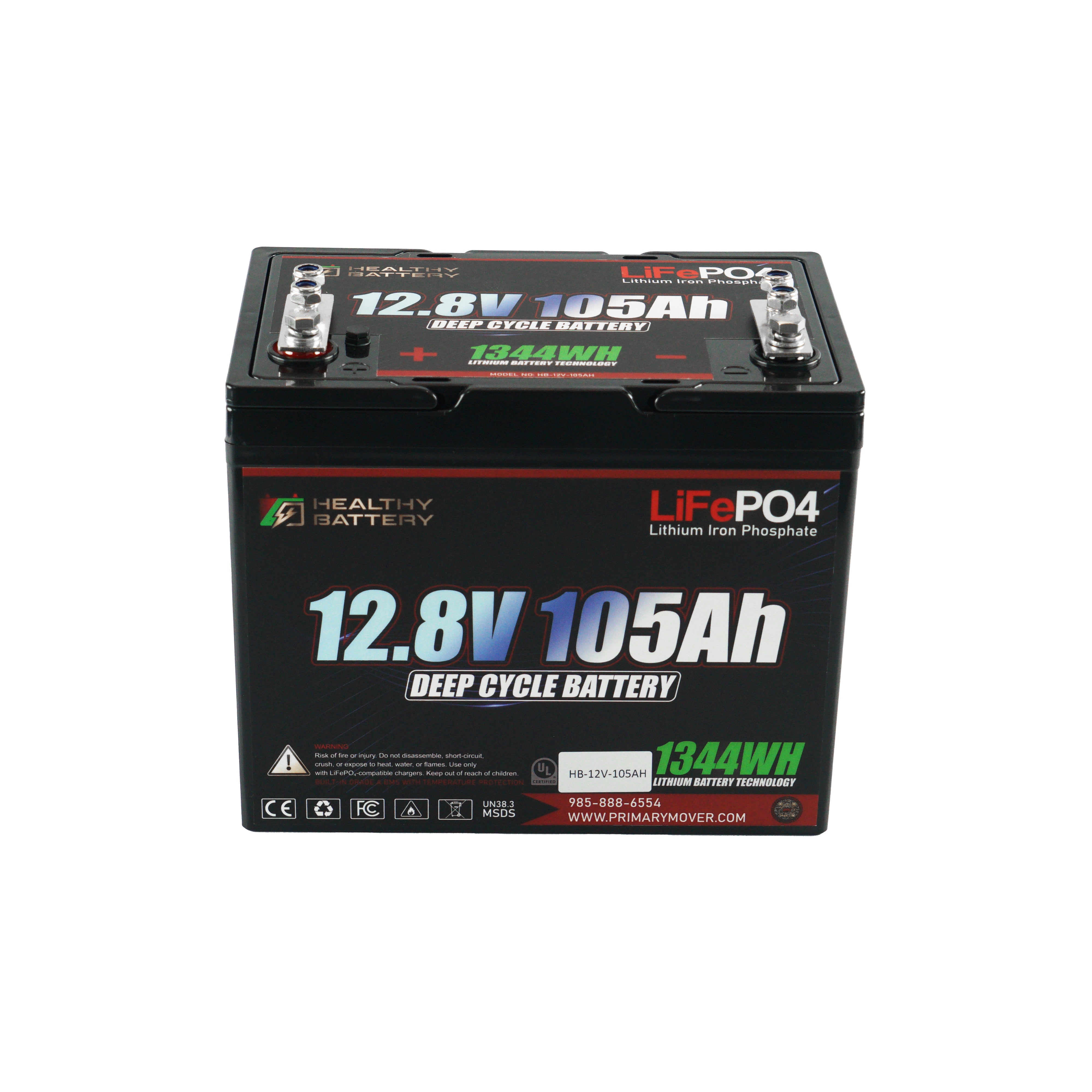 Healthy Battery 12.8V 105Ah LiFePO4 Deep Cycle Battery – High Output 1344Wh with Built-in 365A BMS

Rectangular LiFePO4 battery with 12.8V 105Ah capacity, 1344Wh energy, ideal for high-demand hydraulic systems.