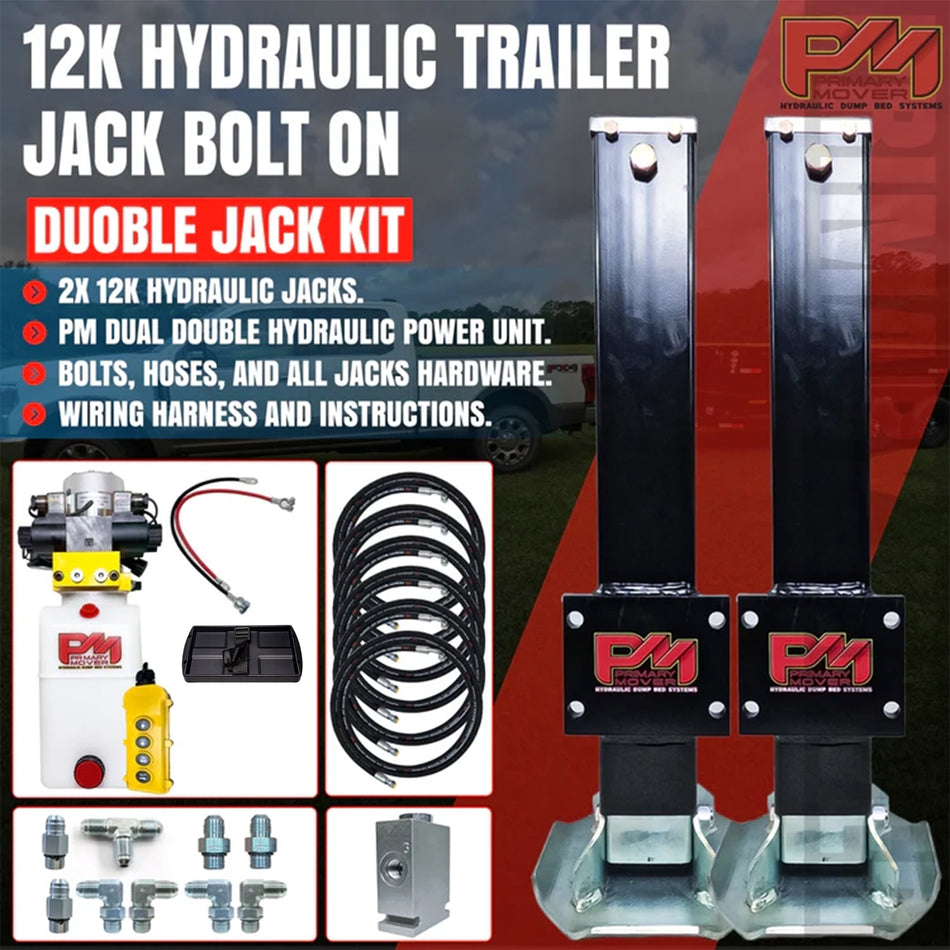 24k Double Hydraulic Trailer Jack With (Dual Double Pump) Kit "Weld On" or "Bolt On"