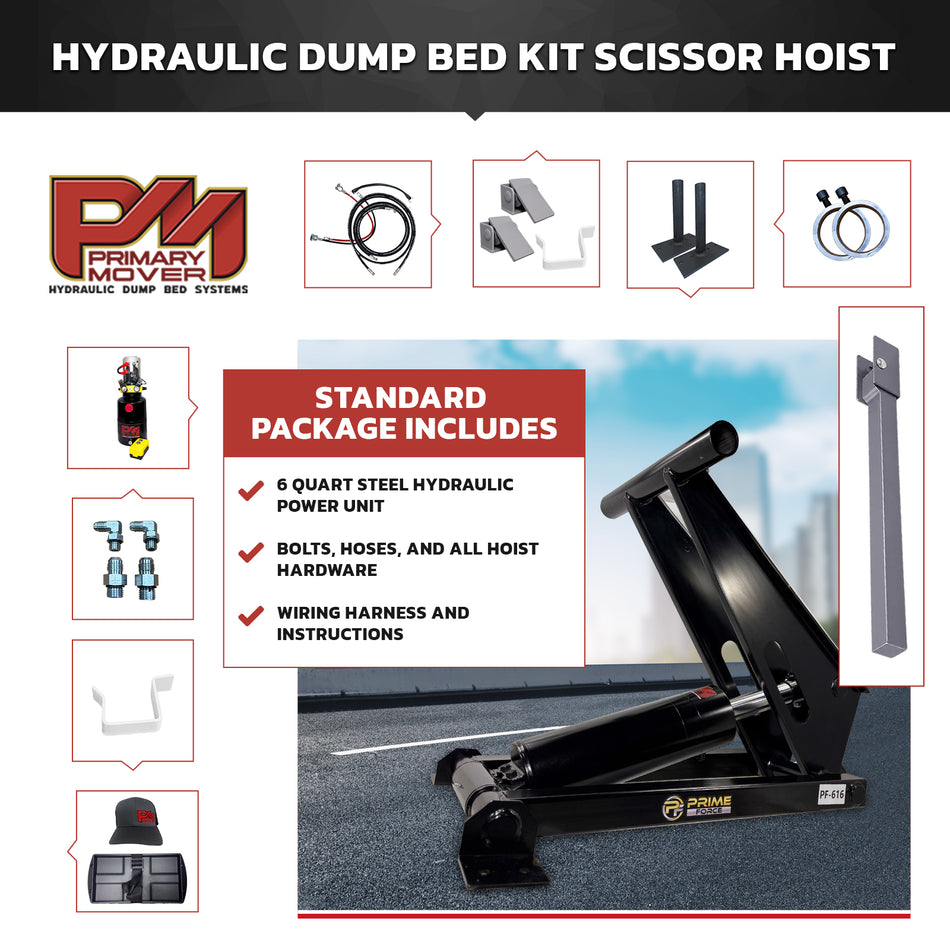 11 Ton Hydraulic Scissor Hoist Kit - Fits 12-16' Dump Body   PF-616-6