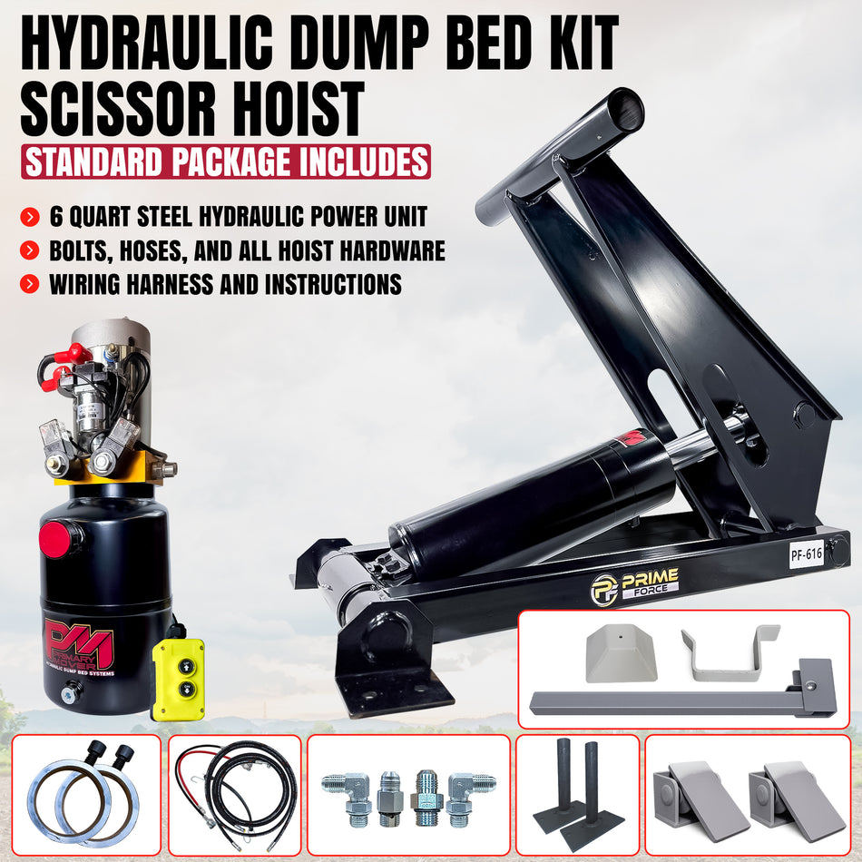 11 Ton Hydraulic Scissor Hoist Kit - Fits 12-16' Dump Body   PF-616-6