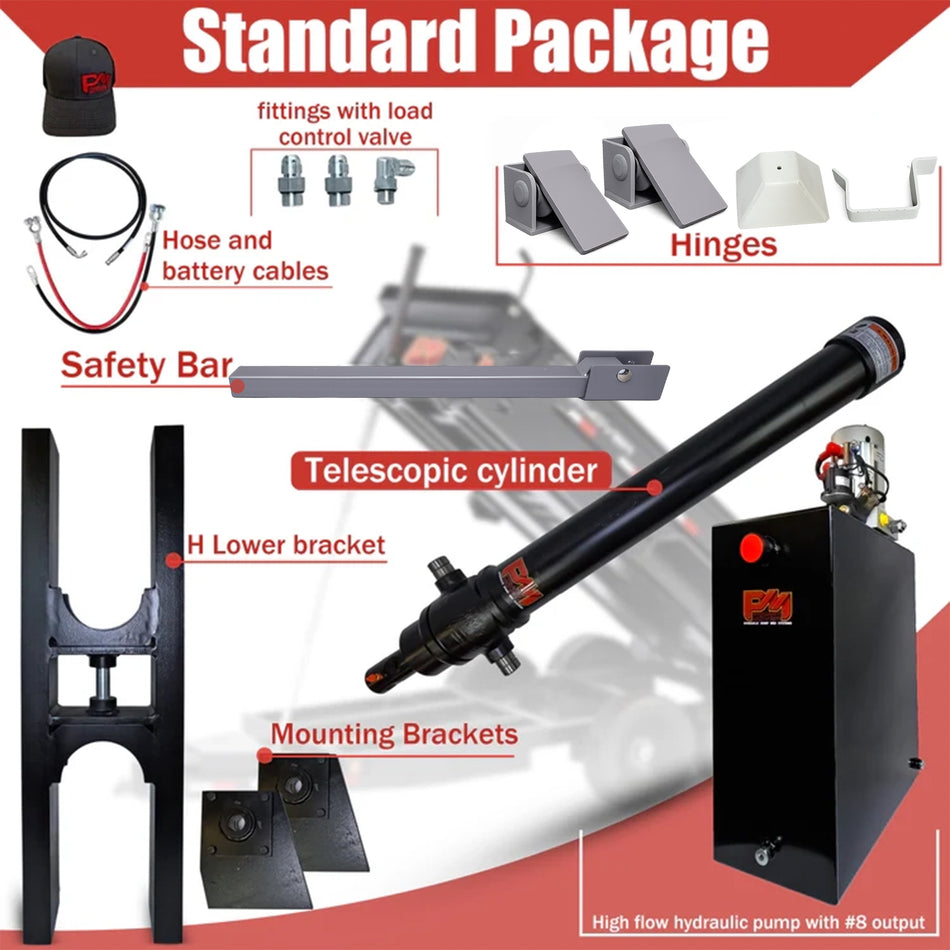 Telescopic Dump Trailer Cylinder Kit - 20 Ton Capacity - 135" Stroke - Fits 12-16' Dump Body | EF-07-135