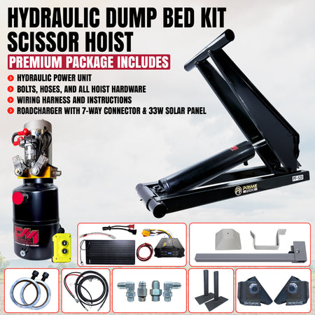 Title: 10 Ton Hydraulic Scissor Hoist Kit PF-520

Meta Description: Explore the 10 Ton Hydraulic Scissor Hoist Kit PF-520, designed for 12-16' dump bodies, featuring a comprehensive parts layout for easy assembly.

Alt Text: Exploded view of 10 Ton Hydraulic Scissor Hoist Kit PF-520 with scissor hoist cylinder, hydraulic power unit, remote control, hoses, fittings, and mounting components for dump trailers.