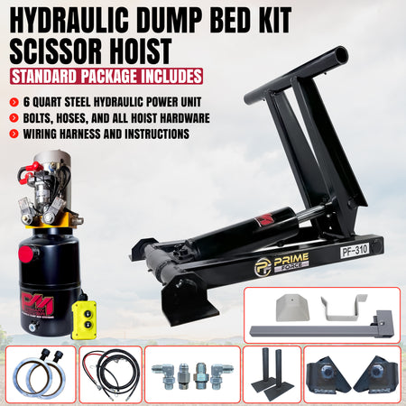 **Title:** 3 Ton Hydraulic Scissor Hoist Kit - Fits 8-10' Dump Body - PF-310

**Meta Description:** Compact PF-310 hoist kit for 8-10' dump trailers, featuring a 3-ton capacity, advanced hydraulic system, and durable construction. Ideal for space-limited installations.

**Alt Text:** Complete 3-ton hydraulic scissor hoist kit for 8-10' dump bodies, featuring a PF-310 cylinder, power unit, and essential hardware.
