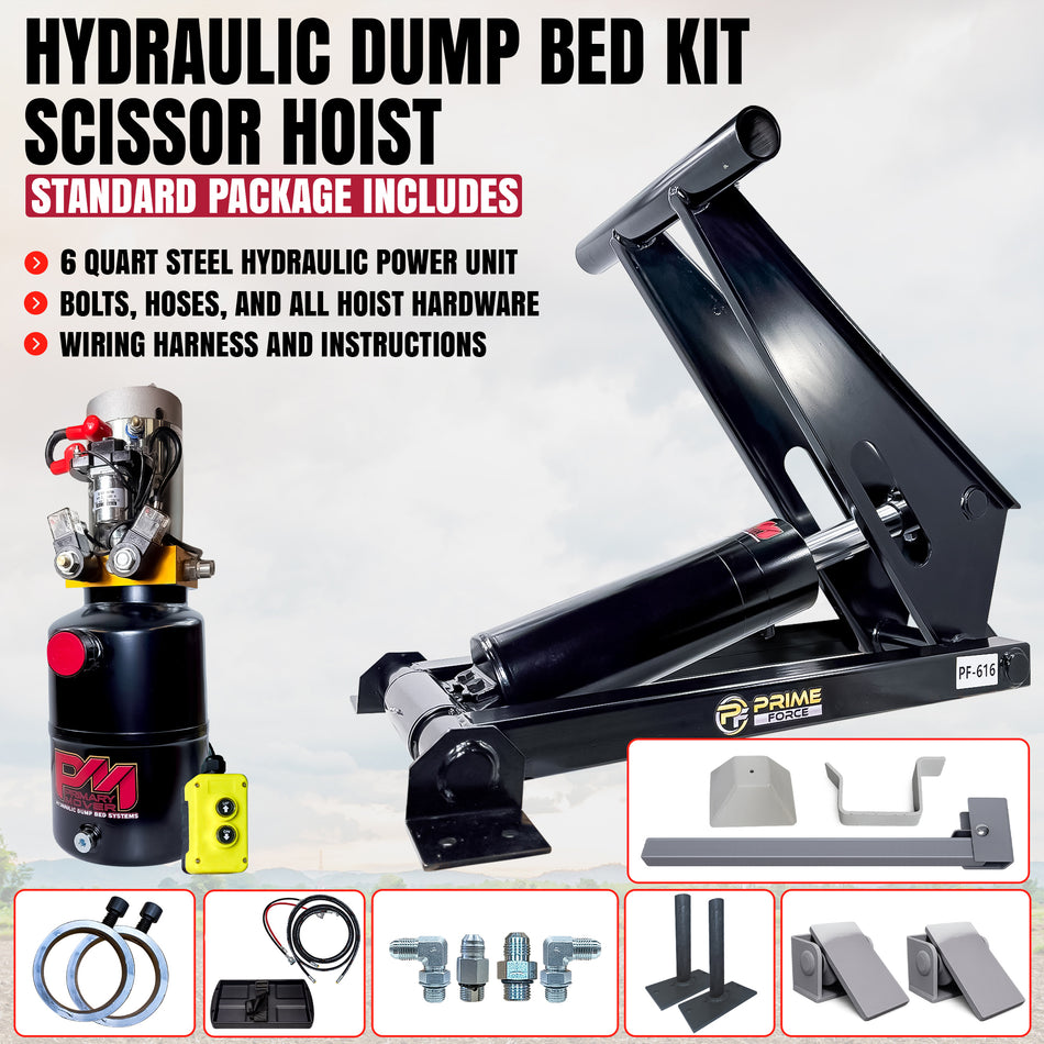 11 Ton Hydraulic Scissor Hoist Kit - Fits 12-16' Dump Body   PF-616-6