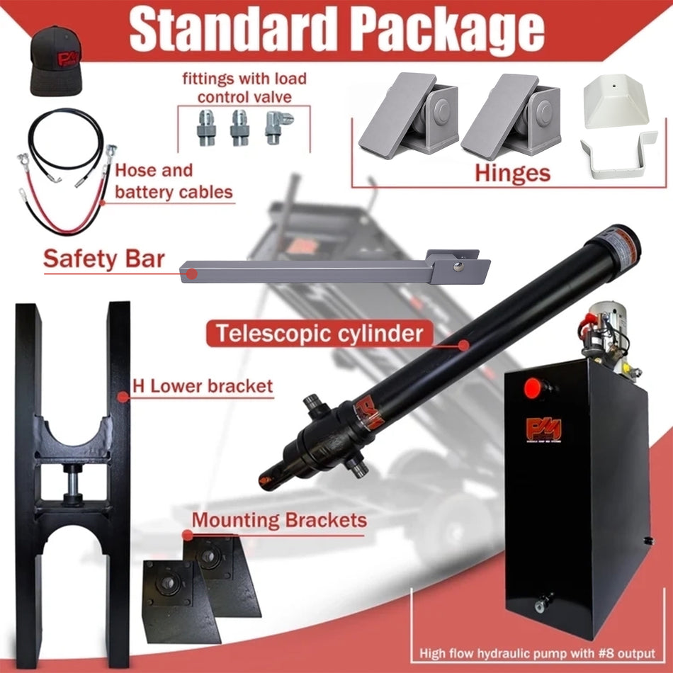 Telescopic Dump Trailer Cylinder Kit - 20 Ton Capacity - 90" Stroke - Fits 8-12' Dump Body | EF-07-90