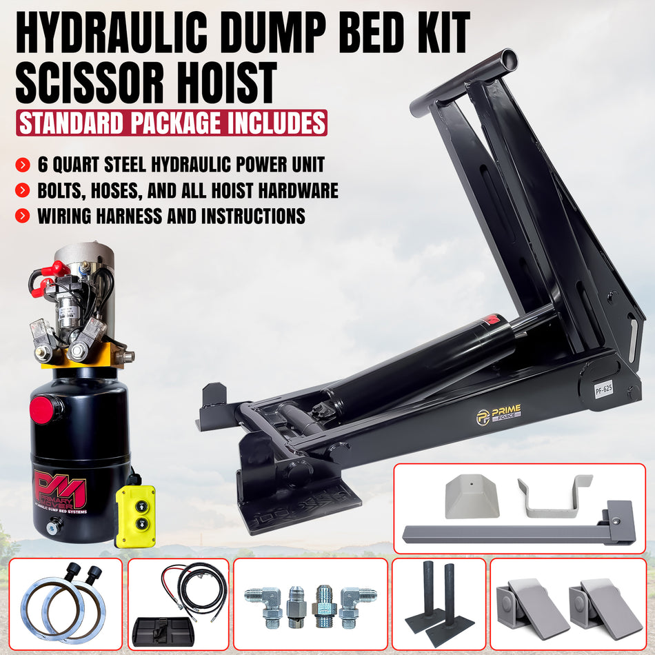 12 Ton HD Hydraulic Scissor Hoist Kit - Fits 16-20' Dump Body   PF-625