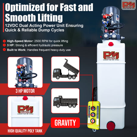 **Title**: KTI 12V Double-Acting Hydraulic Pump - Poly Reservoir

**Alt Text**: Compact hydraulic power unit with poly reservoir, high-speed motor, and pendant control for dump-bed trucks, optimized for fast, smooth lifting.

**Meta Description**: Discover the KTI 12V Double-Acting Hydraulic Pump with poly reservoir, designed for efficient, reliable dump-bed truck operation. Perfect for heavy-duty use.