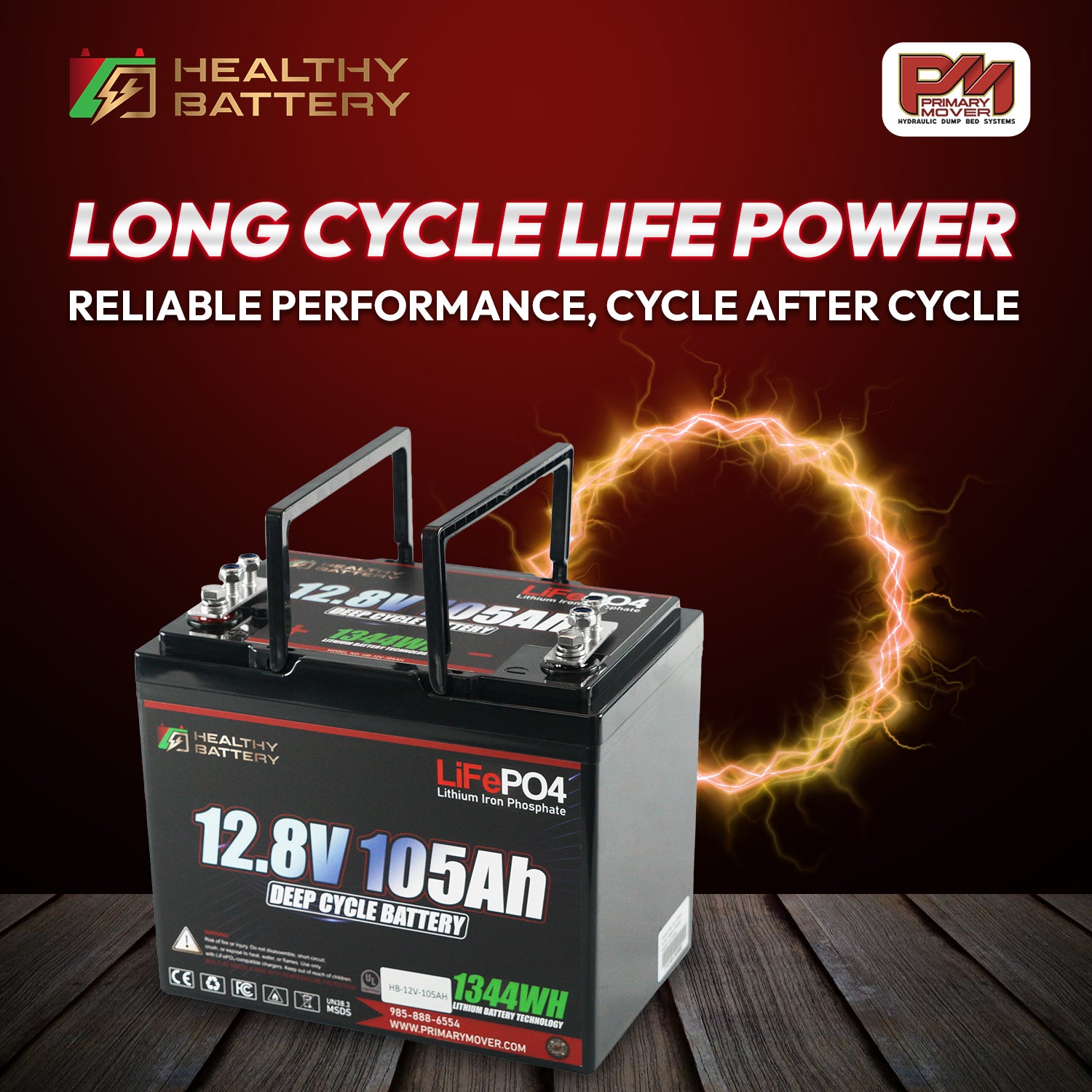 **Title:** Healthy Battery 12.8V 105Ah LiFePO4 Battery with Smart BMS  

**Meta Description:** Discover the Healthy Battery 12.8V 105Ah LiFePO4 deep-cycle battery, offering reliable performance, long cycle life, and integrated Bluetooth monitoring for various applications.  

**Alt Text:** Healthy Battery 12.8V 105Ah LiFePO4 deep-cycle battery with Smart BMS, emphasizing long cycle life and reliable performance, displayed with brand logos and an electric backdrop.