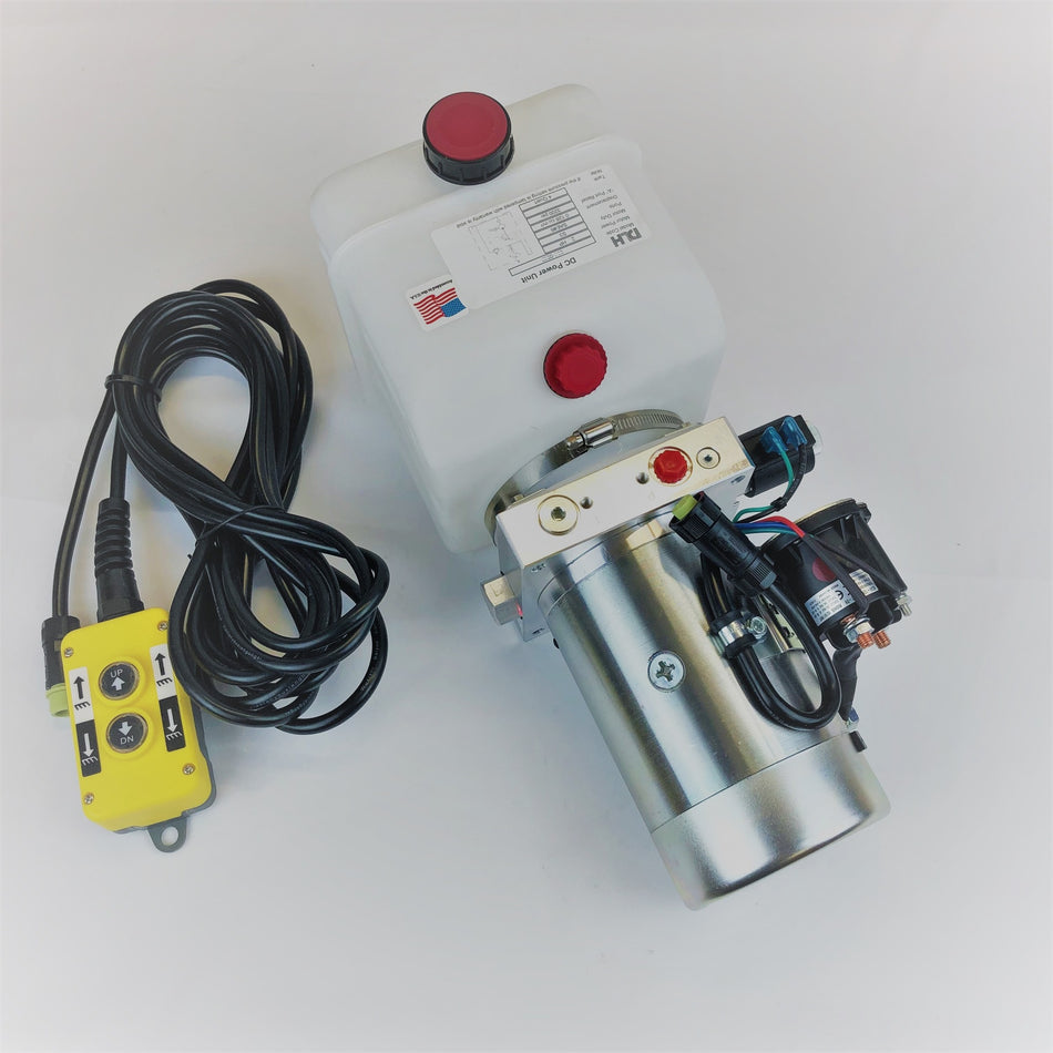 DLH Single Acting 12vdc Poly and Metal Tank Hydraulic Power Units