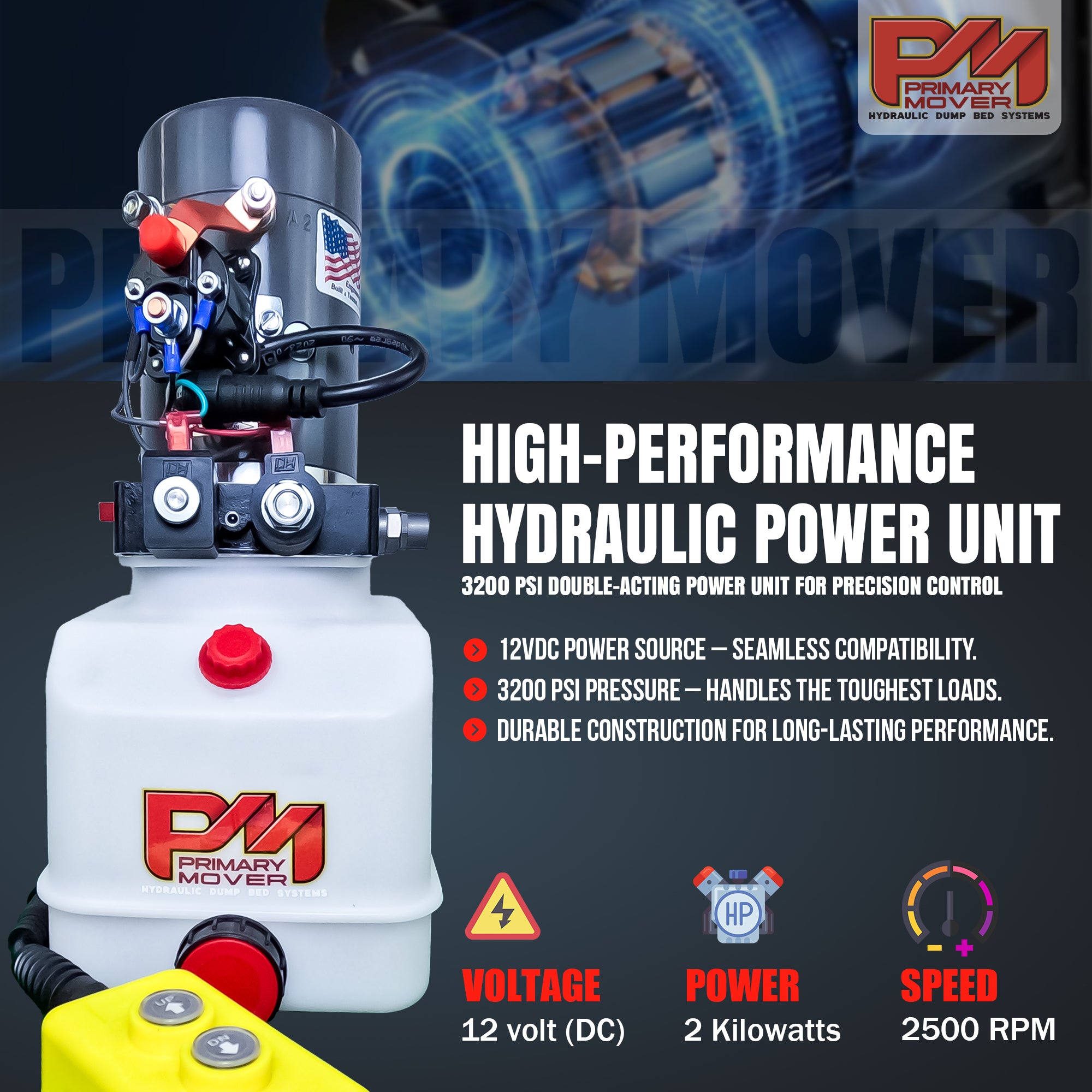 12 Ton HD Hydraulic Scissor Hoist Kit PF-625, featuring a robust 6.5 cylinder and reinforced frame, designed for 16-20' dump trailers.