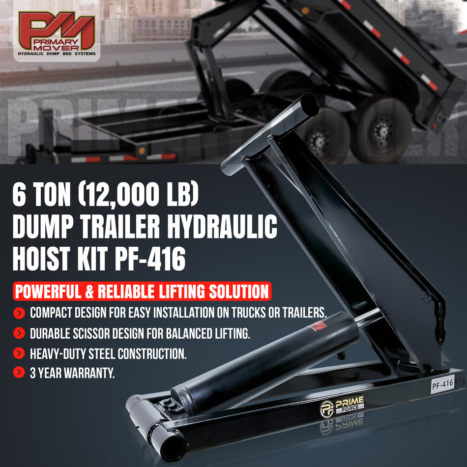 6 Ton Hydraulic Hoist Kit for 10-14 Dump Trailers – Primary Mover