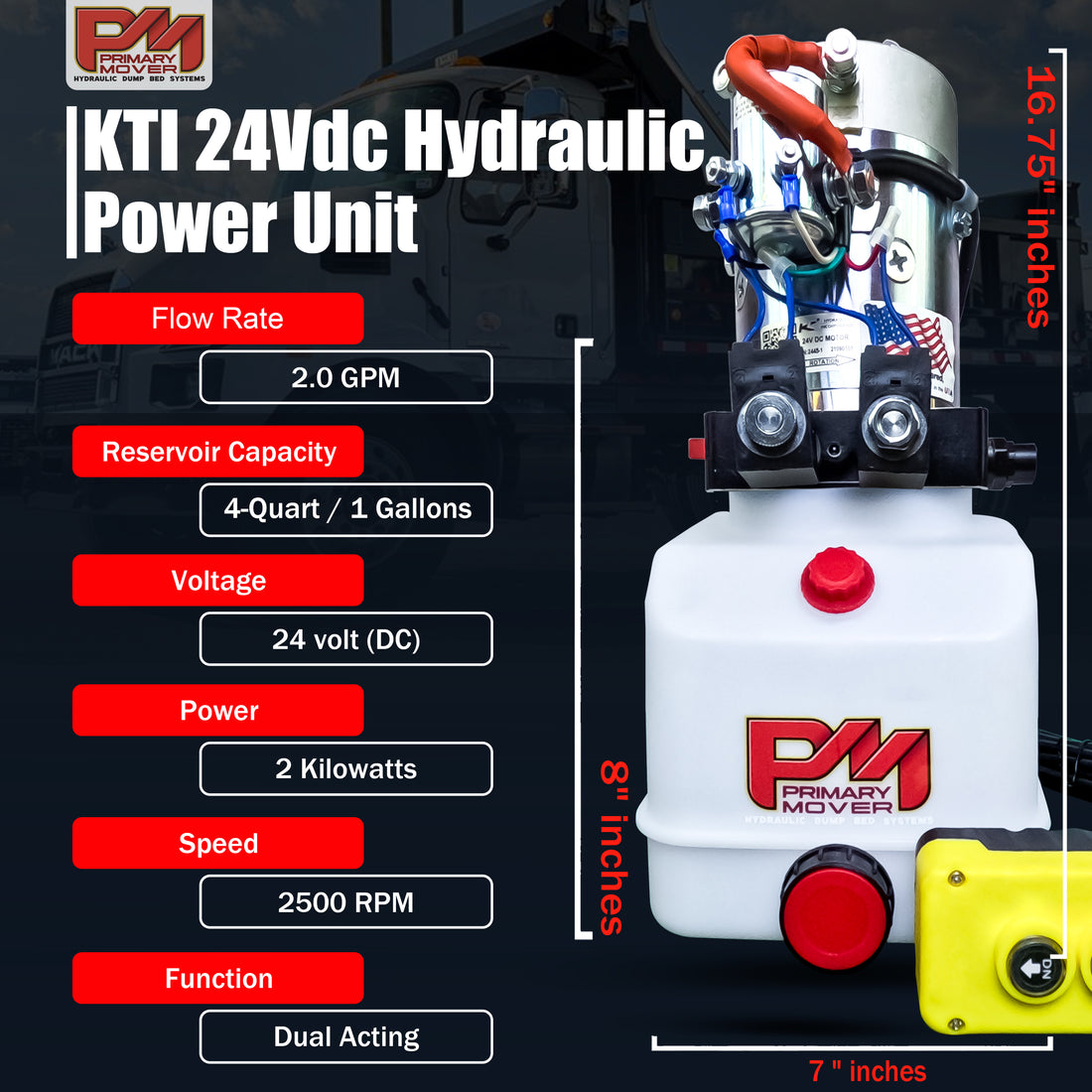 KTI 24Vdc Double acting Hydraulic Power unit (Poly Reservoirs