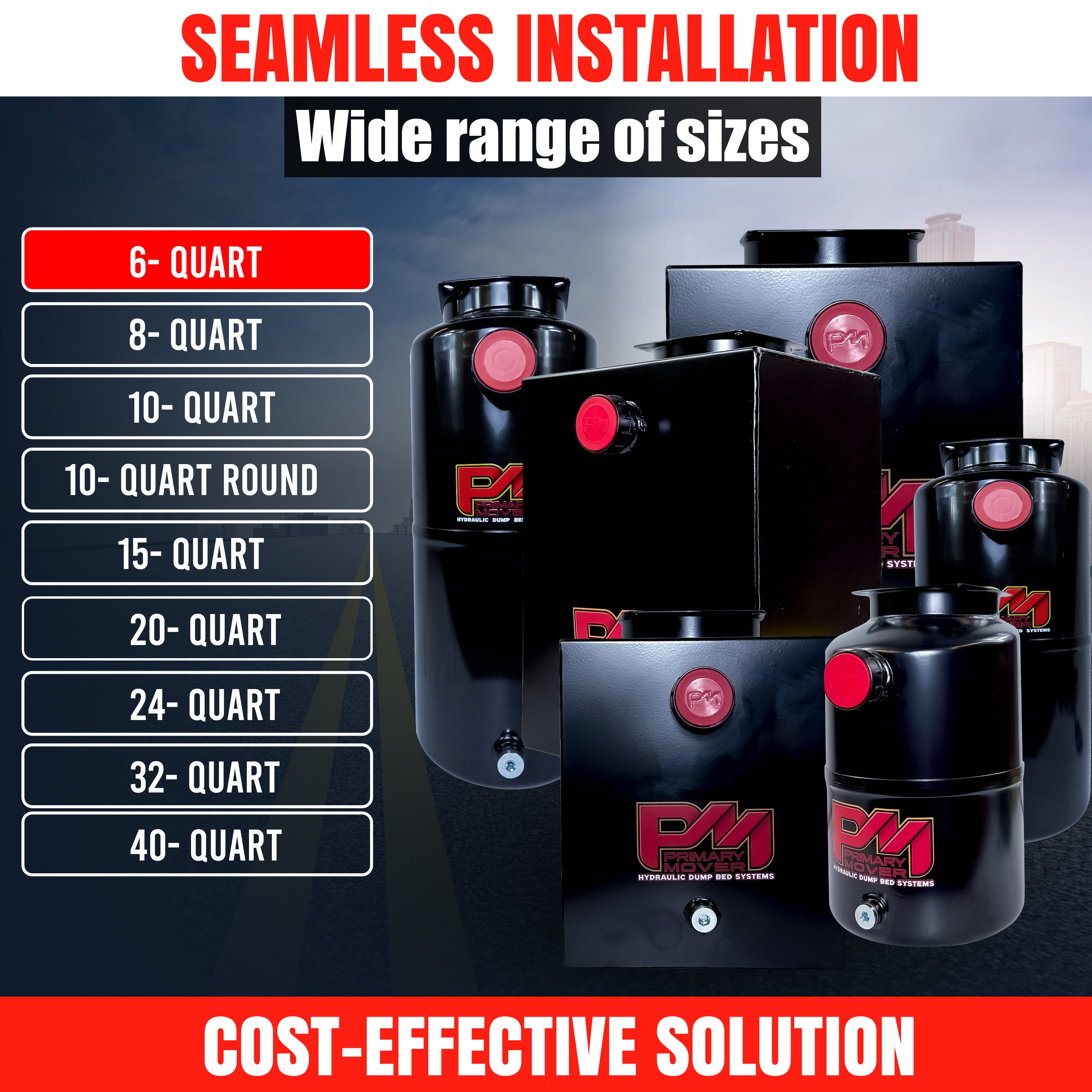 Hydraulic Power Unit Replacement Reservoir 6 Quart Steel Round, featuring a durable steel build and precise measurements for versatile hydraulic systems.