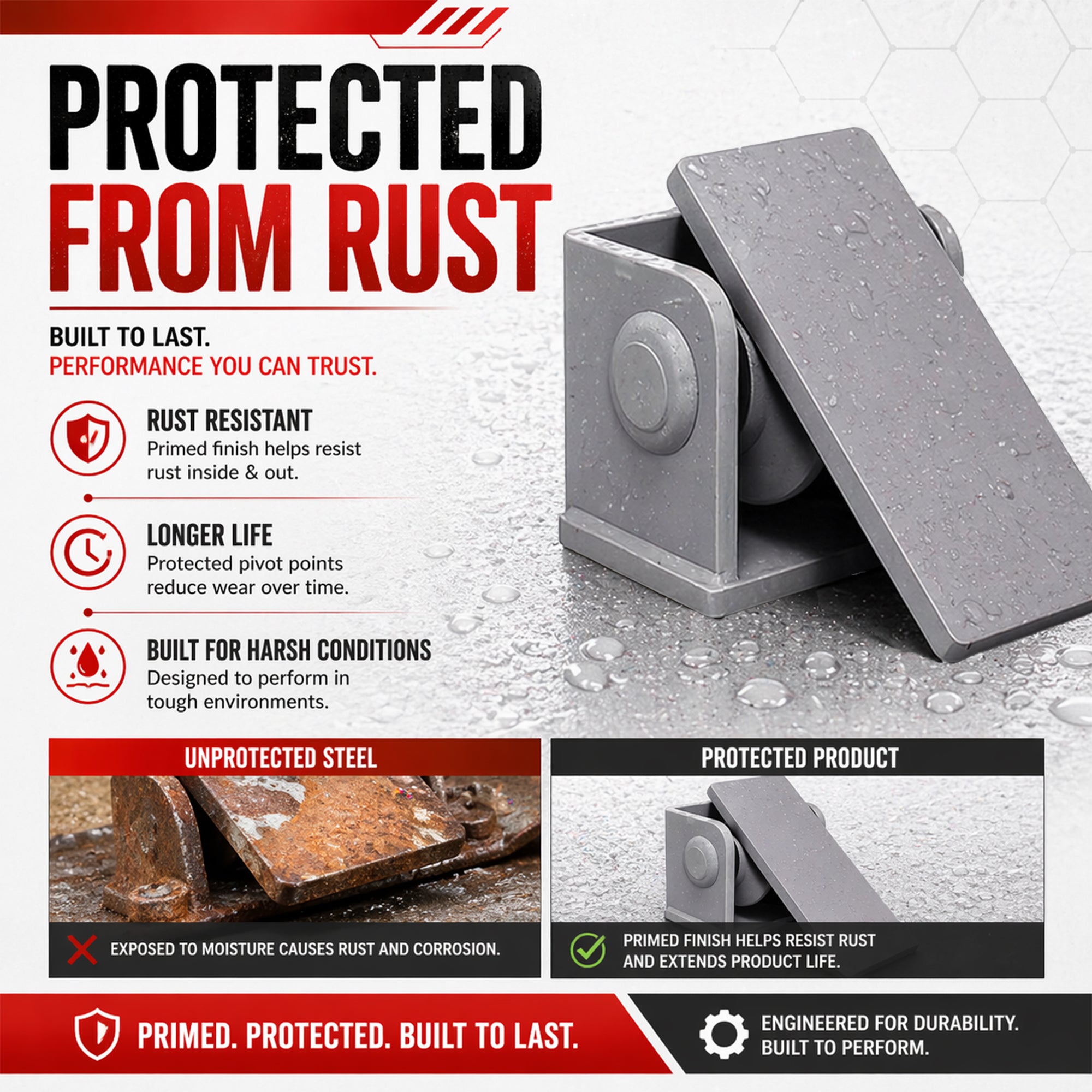 **Title:** Heavy Duty 2Pcs Dump Truck Trailer Body Hinges  

**Meta Description:** Discover rust-resistant, heavy-duty hinges perfect for hydraulic dump beds, ensuring exceptional durability and performance in demanding environments.  

Primed, rust-resistant steel hinges showcasing durability and corrosion protection, featuring a comparison with rusted steel, highlighting longevity for dump truck applications.