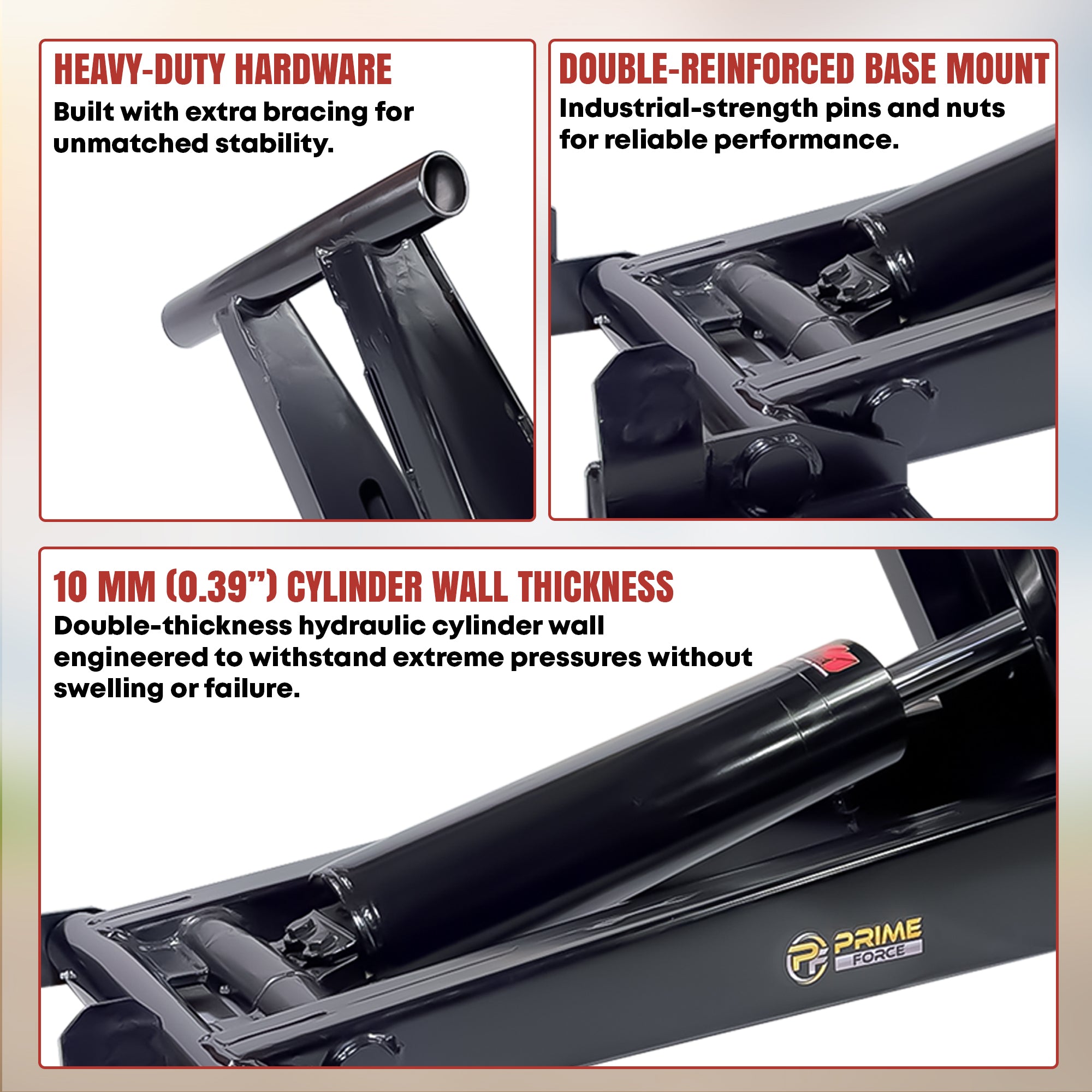 **Title:** 12 Ton Hydraulic Scissor Hoist Kit for 16-18' Dump Bodies  

**Alt Text:** Close-ups of Prime Force hydraulic jack's heavy-duty bracing, reinforced base, and thick cylinder wall for reliable lifting performance.  

**Meta Description:** Discover the 12 Ton Hydraulic Scissor Hoist Kit, designed for 16-18' dump trailers. Features heavy-duty construction, extended reach, and reliable performance.