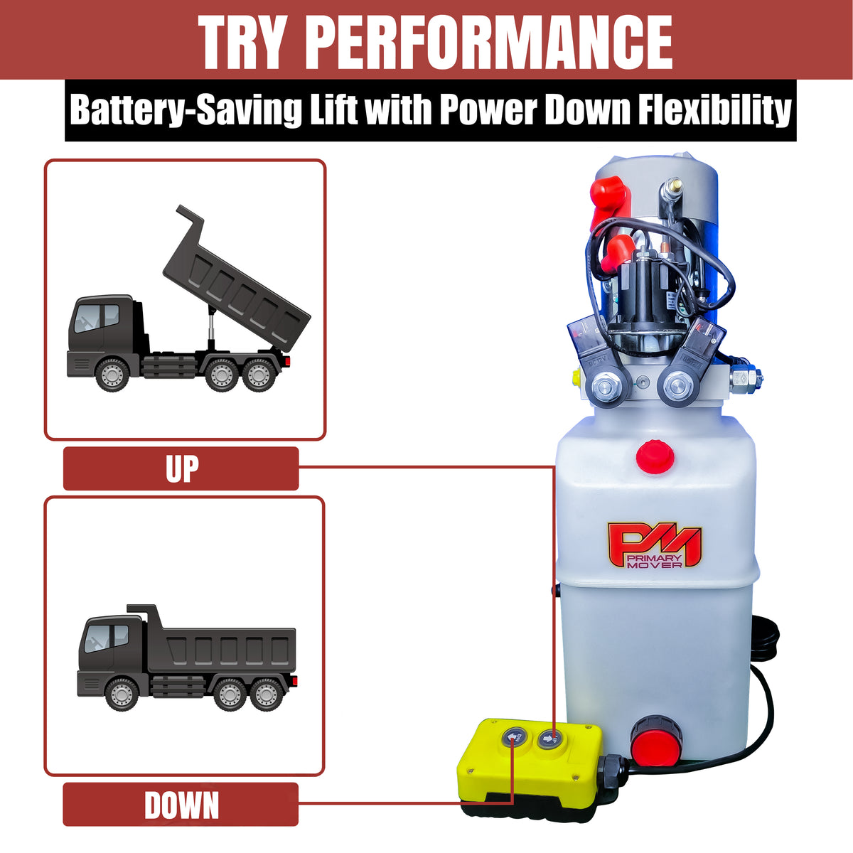 Primary Mover 12V Double-Acting Hydraulic Pump - Precision-engineered for hydraulic dump bed systems. Dual-acting functionality, quality craftsmanship, and cost-effective performance.