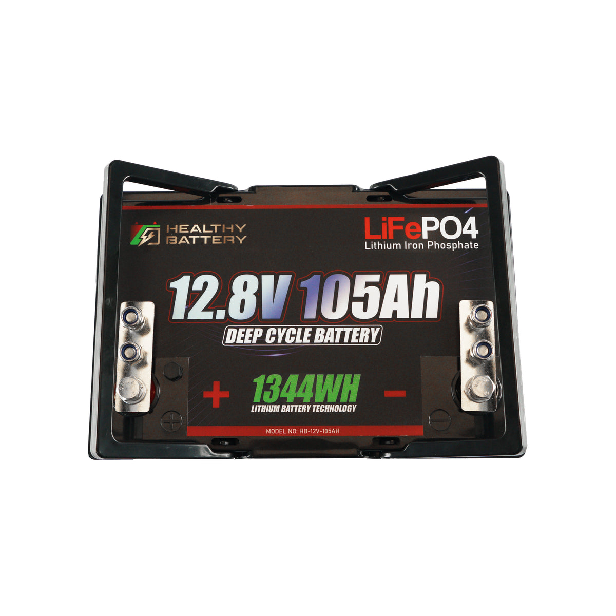 **Title:** Healthy Battery 12.8V 105Ah LiFePO4 Deep Cycle Battery  

**Alt Text:** Black-cased 12.8V 105Ah LiFePO4 battery with terminals, Healthy Battery logo, and Bluetooth monitoring.  

**Meta Description:** Discover the Healthy Battery 12.8V 105Ah LiFePO4, ideal for hydraulic systems. High output, Bluetooth monitoring, and robust BMS for safe, efficient energy.