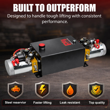 **Title:** Primary Mover Twin Engine 24VDC Hydraulic Power Unit

**Meta Description:** Discover the Primary Mover Twin Engine 24VDC Hydraulic Power Unit, designed for superior flow and pressure, ensuring faster, efficient dump cycles for dual-acting systems.

**Alt Text:** Dual-motor hydraulic pump on steel reservoir, highlighting steel construction, faster lifting, leak resistance, and top quality.