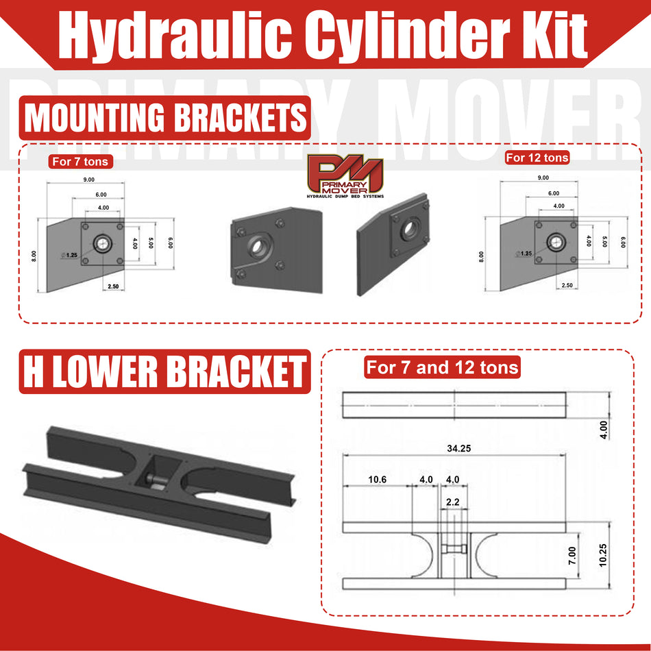 Primary Mover Telescopic Dump Trailer Cylinder Kit 20 Ton