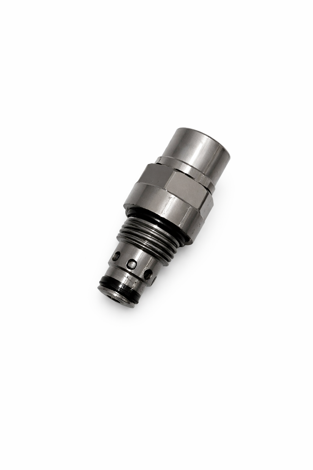 **Product Title:** Relief Valve 2800 PSI (Non-Adjustable)  

**Meta Description:** Non-adjustable 2800 PSI hydraulic pressure relief valve with SAE #8 ORB ports for controlled high-pressure protection in hydraulic systems.  

**Alt Text:** Threaded hydraulic valve insert with hex body, O-ring seals, and drilled ports for pressure relief at 2800 PSI.