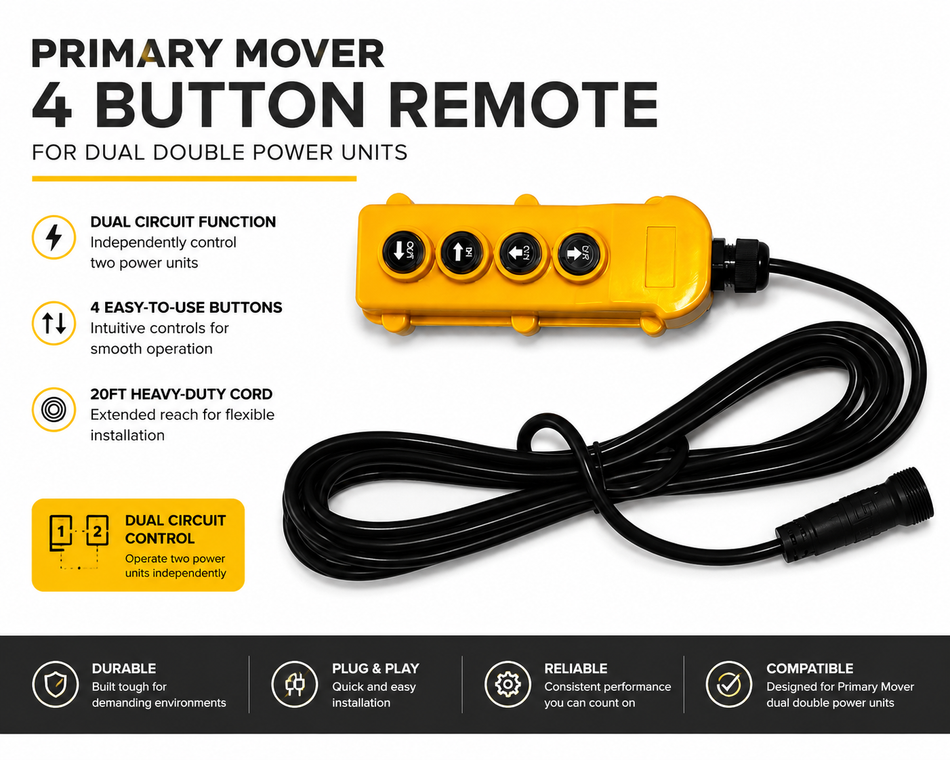 Primary Mover 4-Button Pendant Remote – 20ft Cord