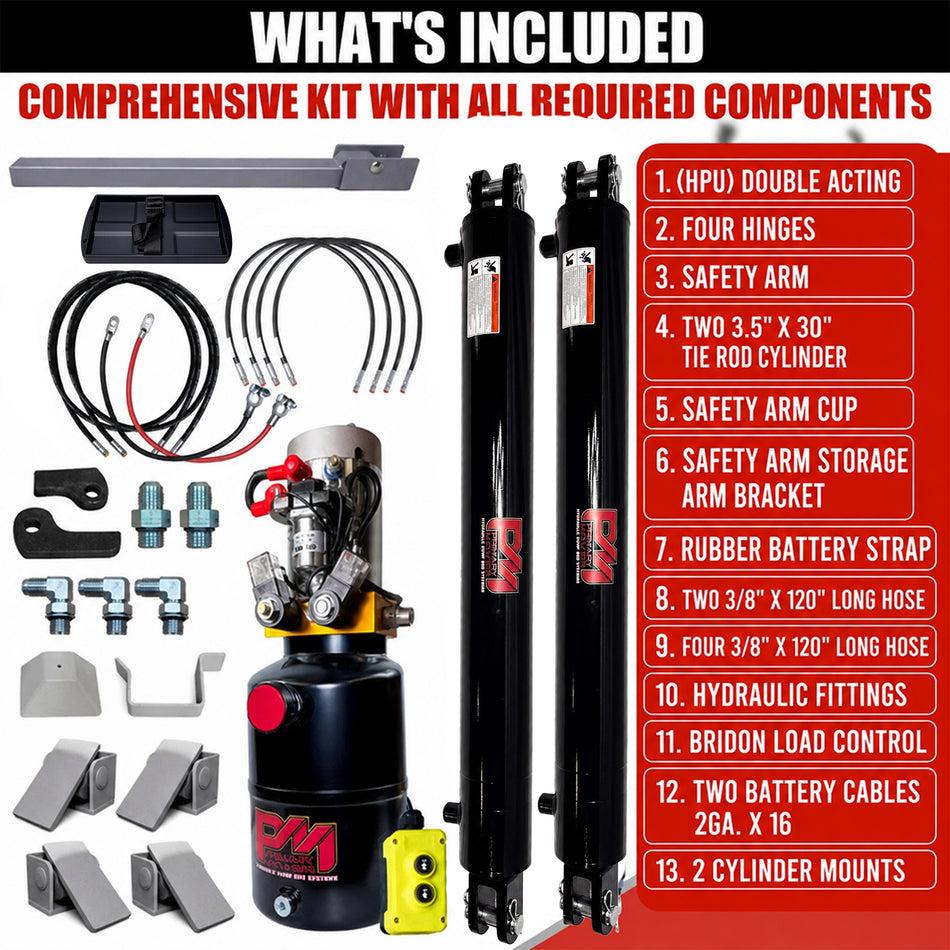 Dual 3.5" x 30" Cylinders Direct Push Lift Kit | PFK-3530-DP2