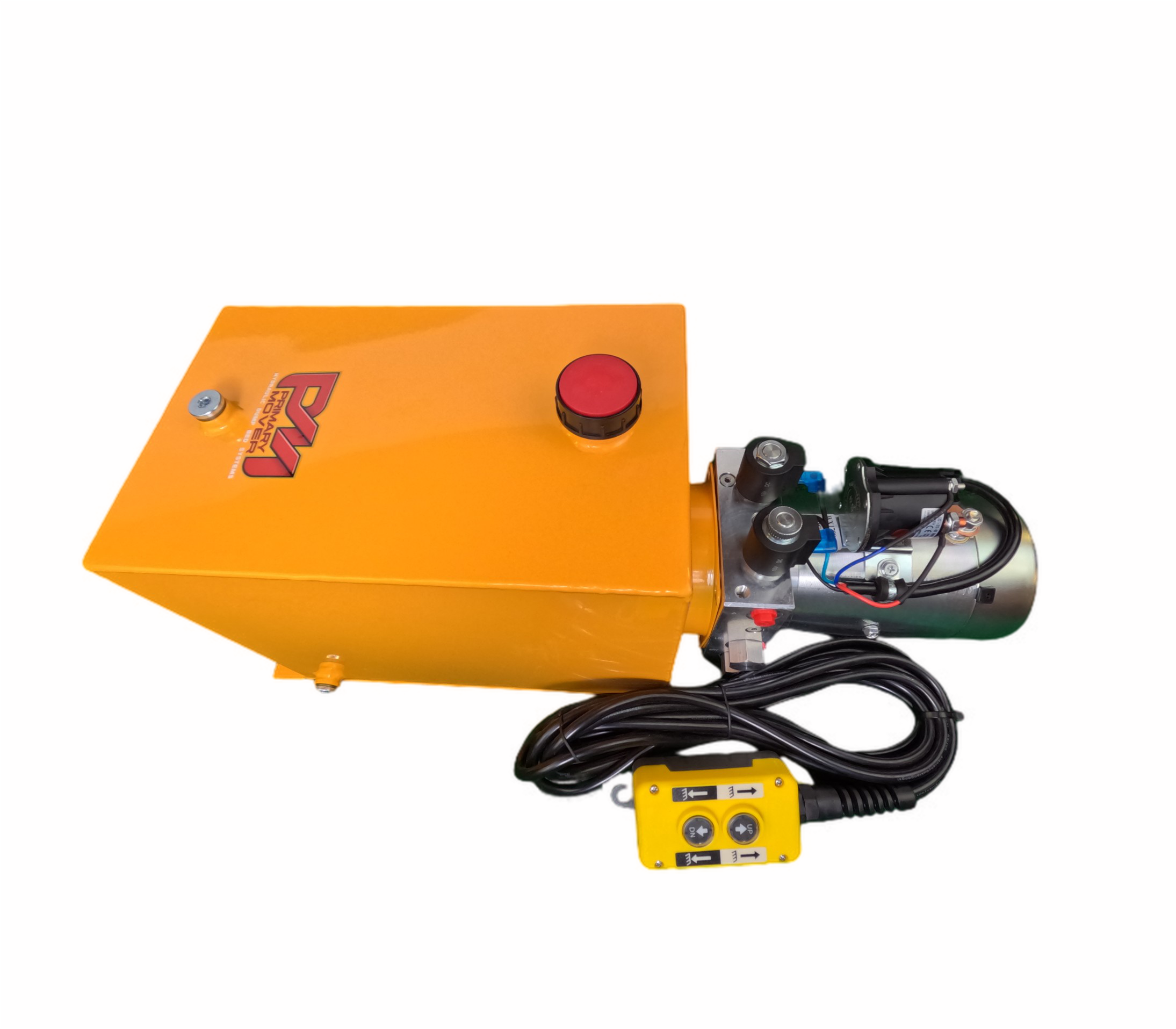 DLH 12V Double-Acting Hydraulic Pump - Steel Reservoir for hydraulic dump bed trailers and trucks. Robust construction, versatile compatibility, and optimized performance for efficient operation.