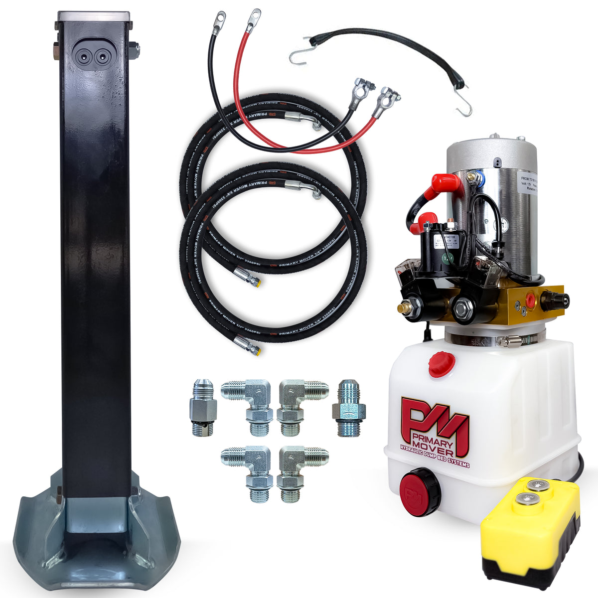 12K Single Hydraulic Trailer Jack Leg Kit with bolt-on or weld-on mounting; features robust design with durable components, ideal for heavy-duty towing applications.