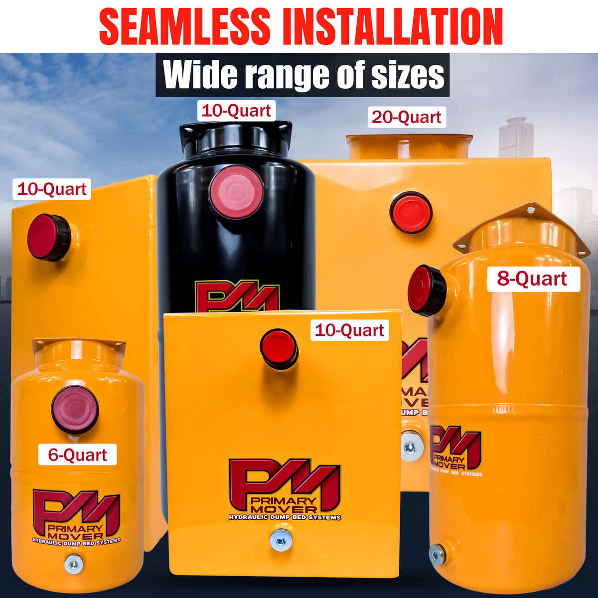 15 Quart Metal Square Hydraulic Reservoir Tank with plug and breather caps. Robust steel construction for durability. Precision measurements for compatibility with hydraulic systems.