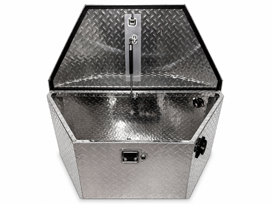 Aluminum Dump Trailer Battery Box with Charger, Disconnect & Locking Lid
