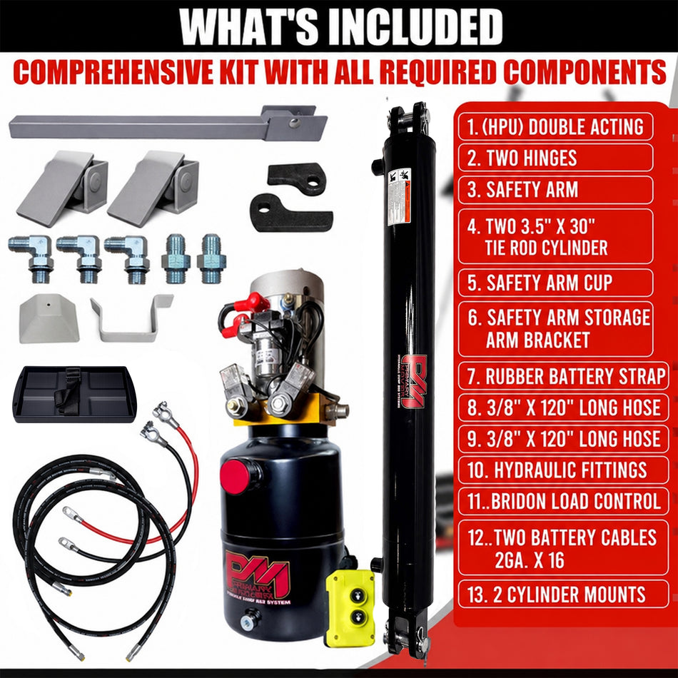 Single 3.5" x 30" Cylinder Direct Push Lift Kit | PFK-3530-DP