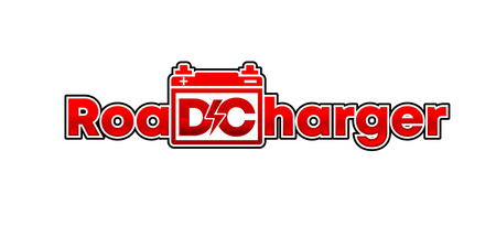 A red and black logo of the RoaDCharger 20 Amp Auxiliary Battery Charger with 7-Way connector, enhancing productivity by recharging trailer batteries on the go.