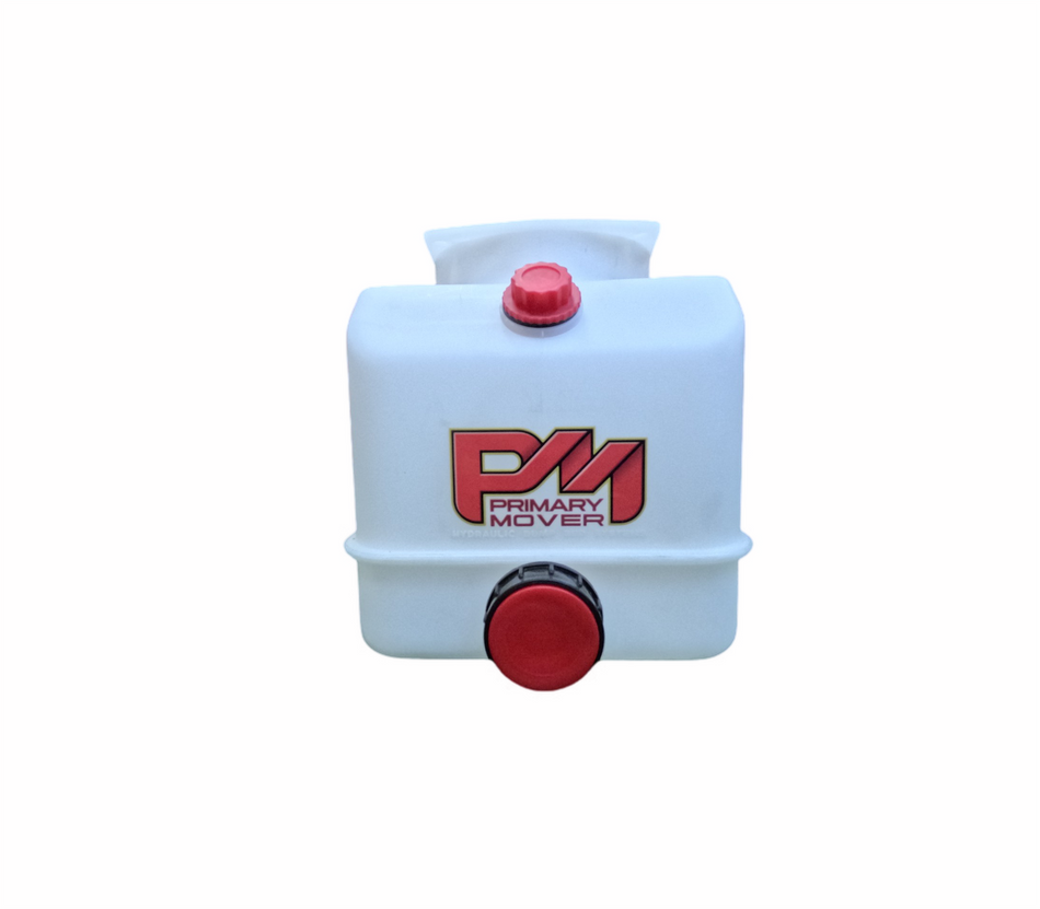 A 4 Quart Poly Hydraulic Reservoir Tank with plug and breather caps, ideal for various hydraulic applications. Dimensions: 8 L x 7 W x 8.0 H. Expertly designed for precise fitment.